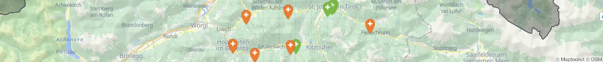 Kartenansicht für Apotheken-Notdienste in der Nähe von Aurach bei Kitzbühel (Kitzbühel, Tirol)